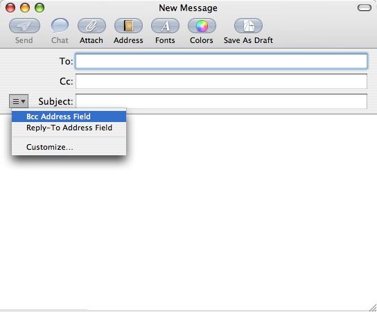 Selecting the BCC Field in OS X Mail