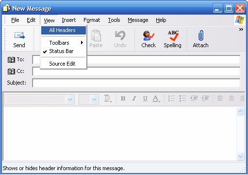 Selecting 'All Headers' from the View menu