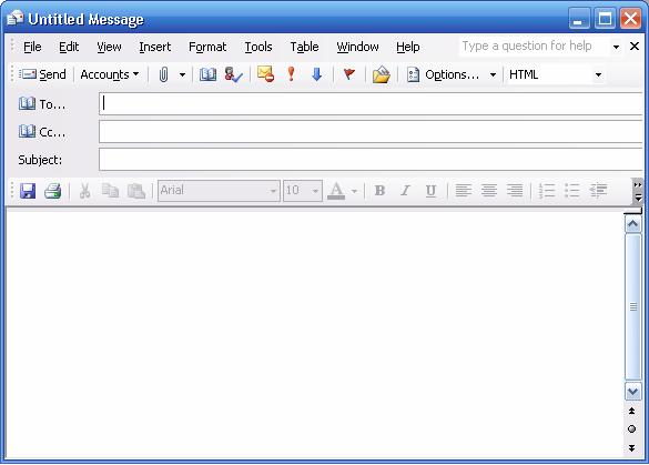 Untitled Message in Outlook